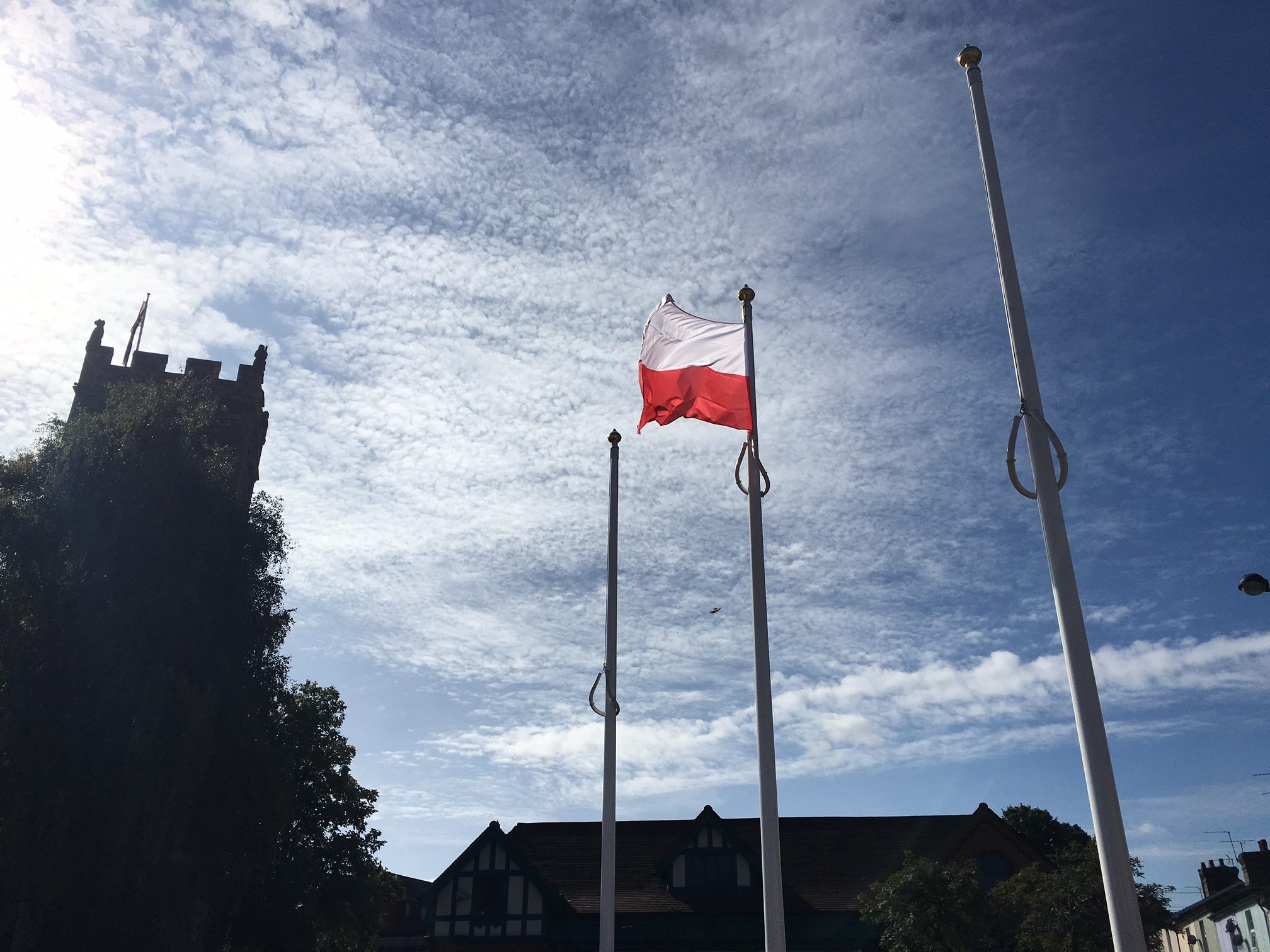 One of the flags raised in the Market Square