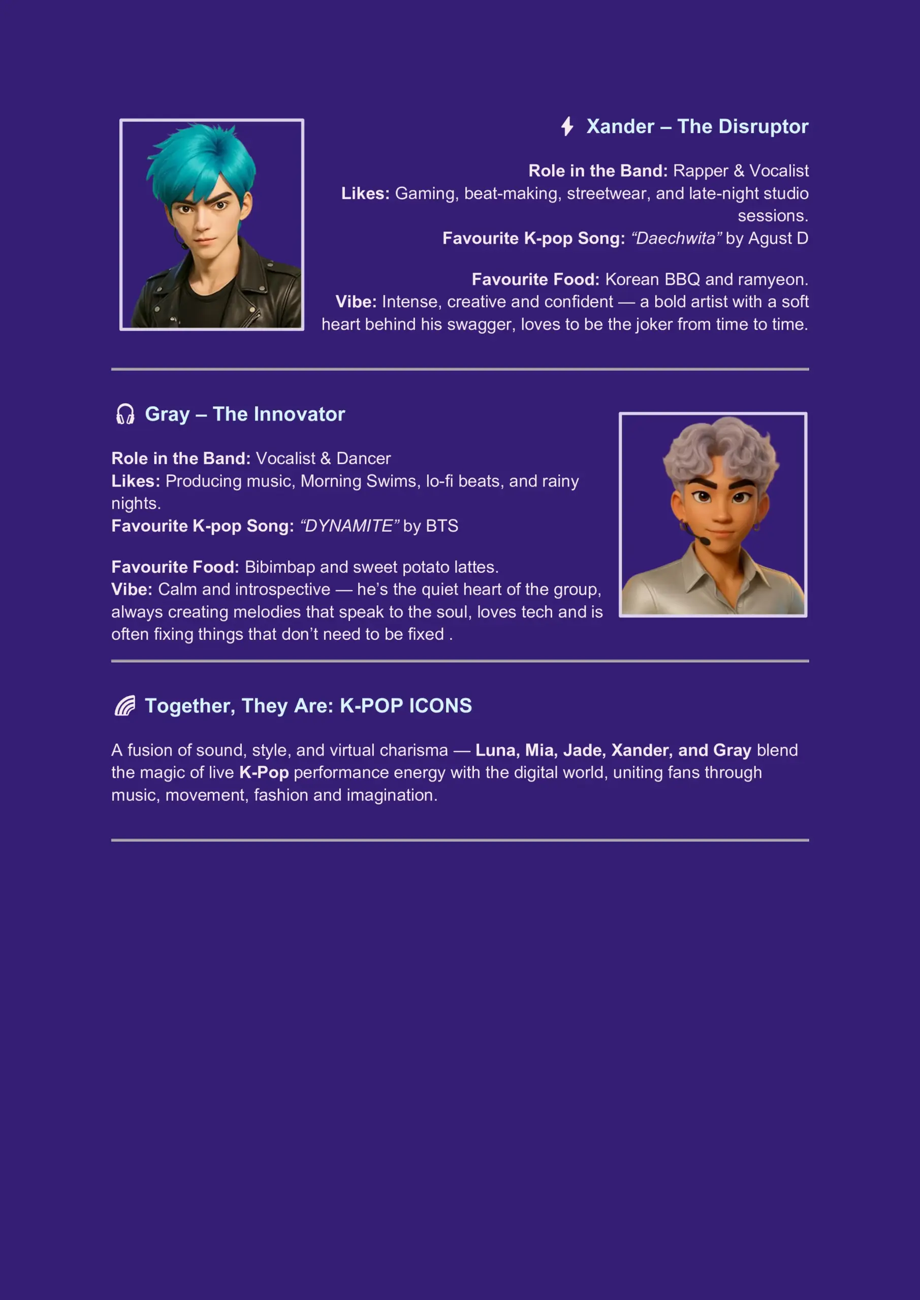 K-Pop Icons cast sheet 2